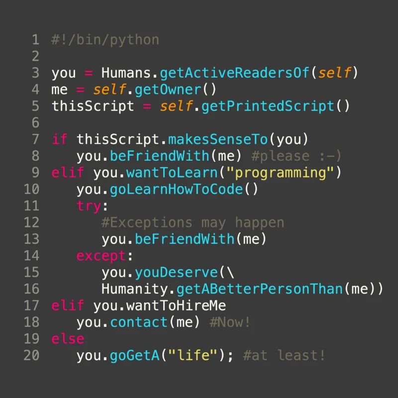 Be friends with programmers (in Python)