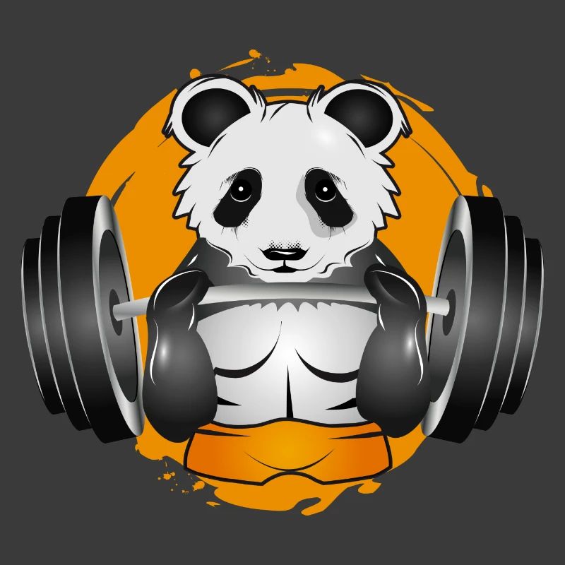 Bodybuilder Panda Bear Avec Haltère Dans Gym Patch
