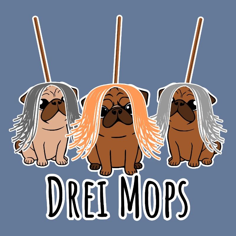 Zwei Mops - Hunde oder Putzgeräte? Hunde Humor?