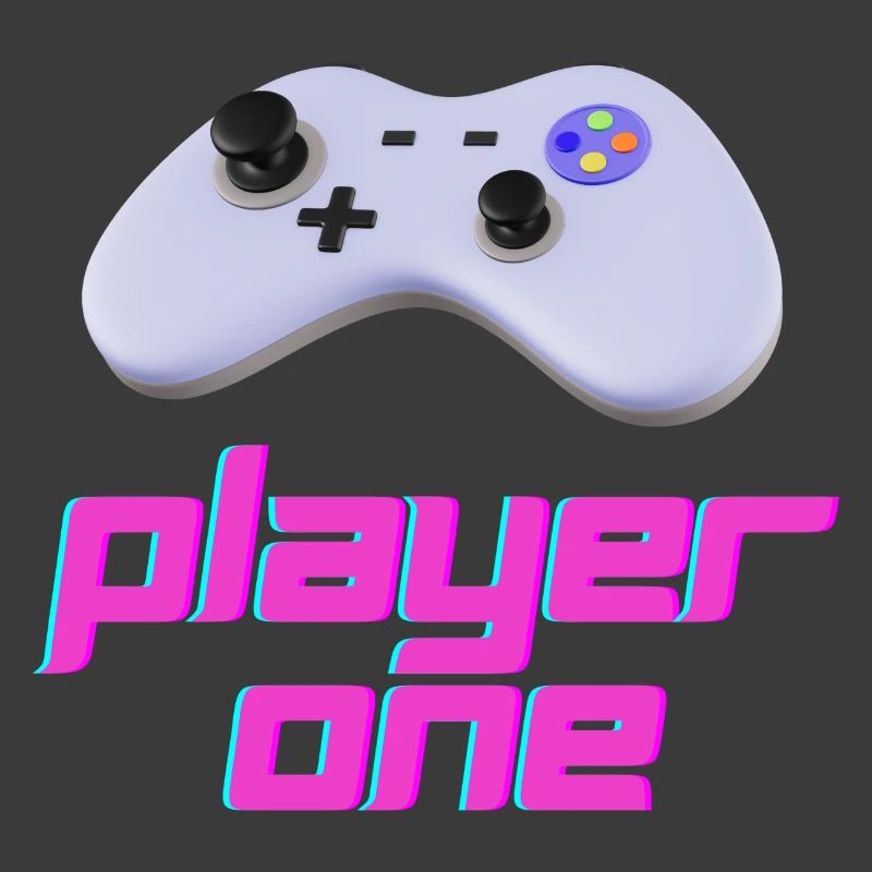 Neon Retro Controller Spieler Eins