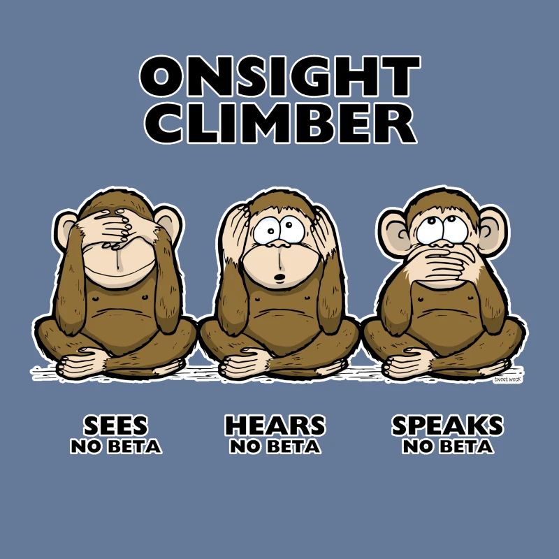 On Sight climber three wise monkey climbing t-shirt
