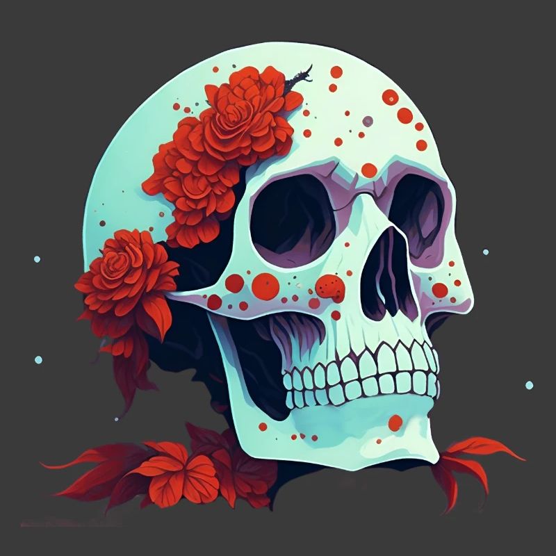 Crâne à fleurs rouges
