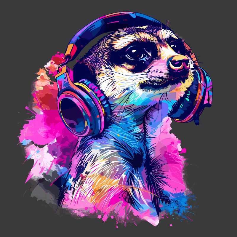 Erdmännchen Erdhündchen Scharrtier mit Kopfhörer