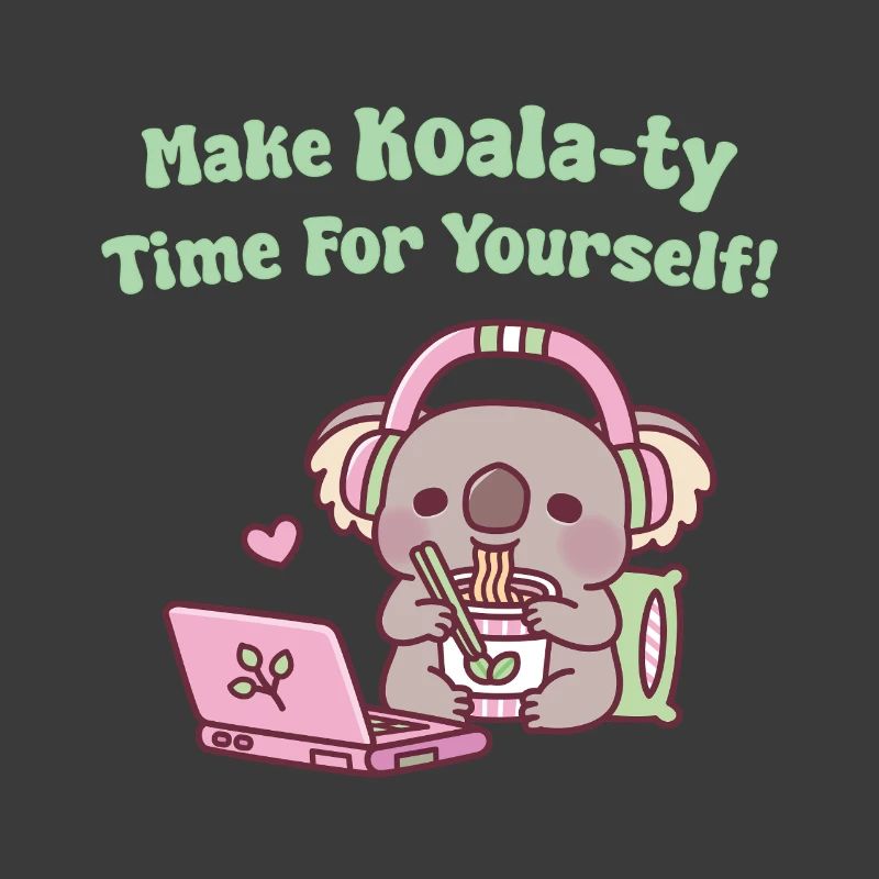 De mignons koalas mangeant des nouilles font du temps pour les koala-ty