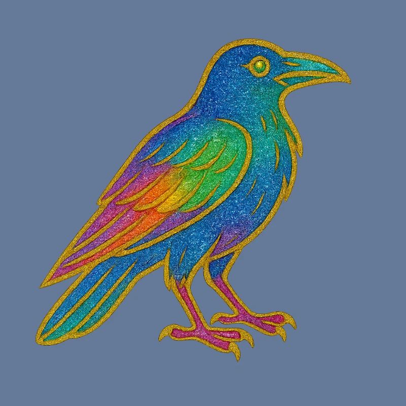 Rainbow Raven Patch Design