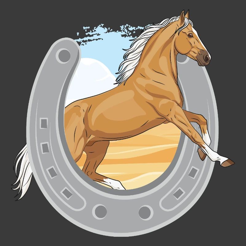 Ein springendes Palomino-Pferd, das ein Eisen durchbohrt