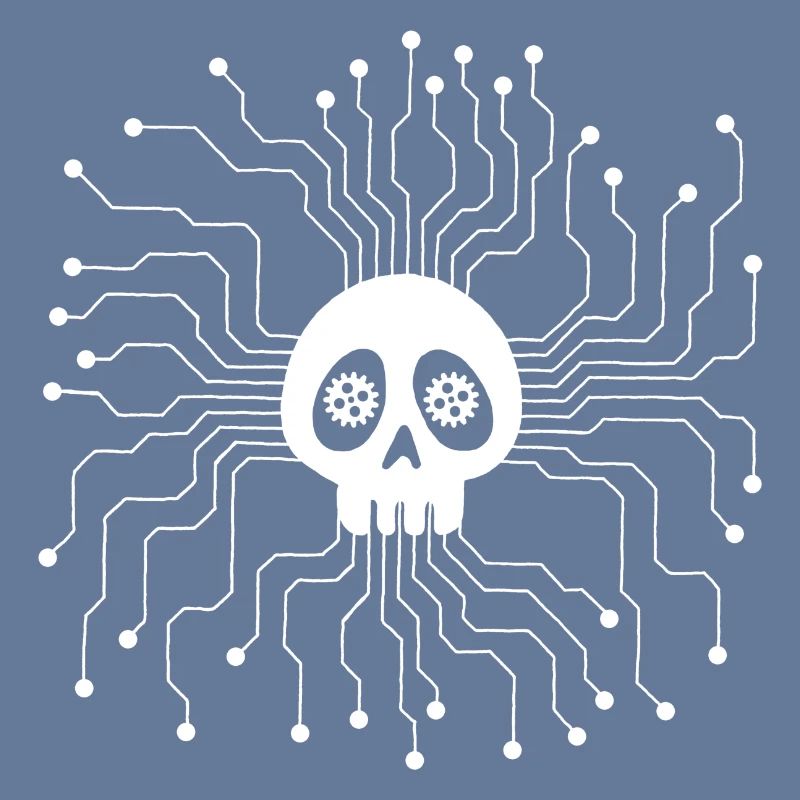 White Microprocessor Skull