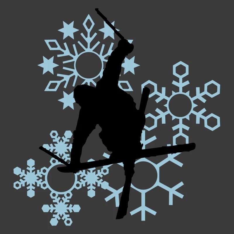 Skier mit Schneeflocken
