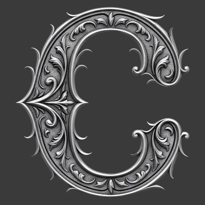 der Buchstabe C Silber Metallic Ornament