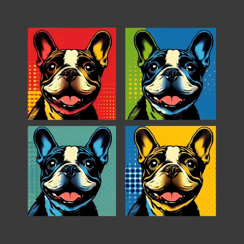 Frenchie Pop Art Bubbles, Pancake, Chonk, Nibbles