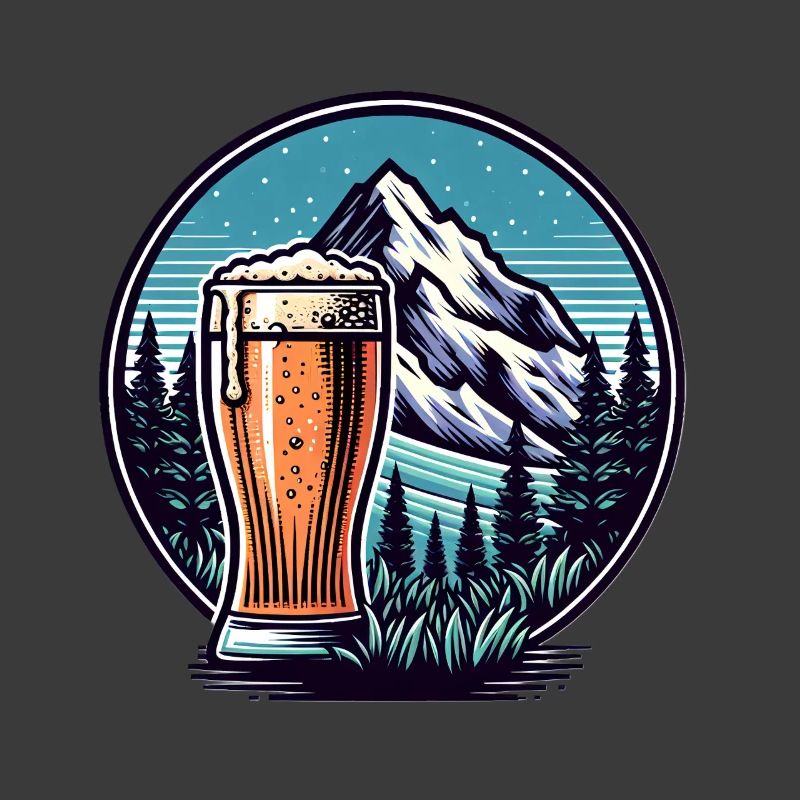 Bergblick mit Bierglas