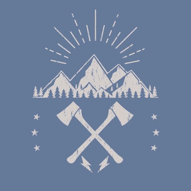 Robustes Berg-Sonnenaufgangsaxt-Emblem