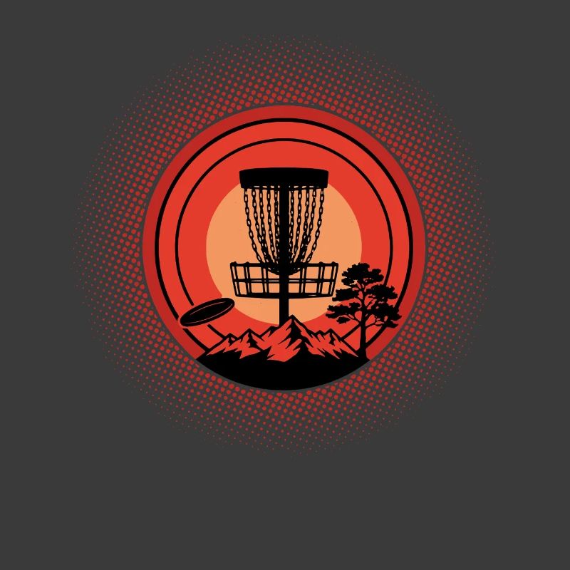Disc Golf Basket Sunset Flying Disc Mountain Scene