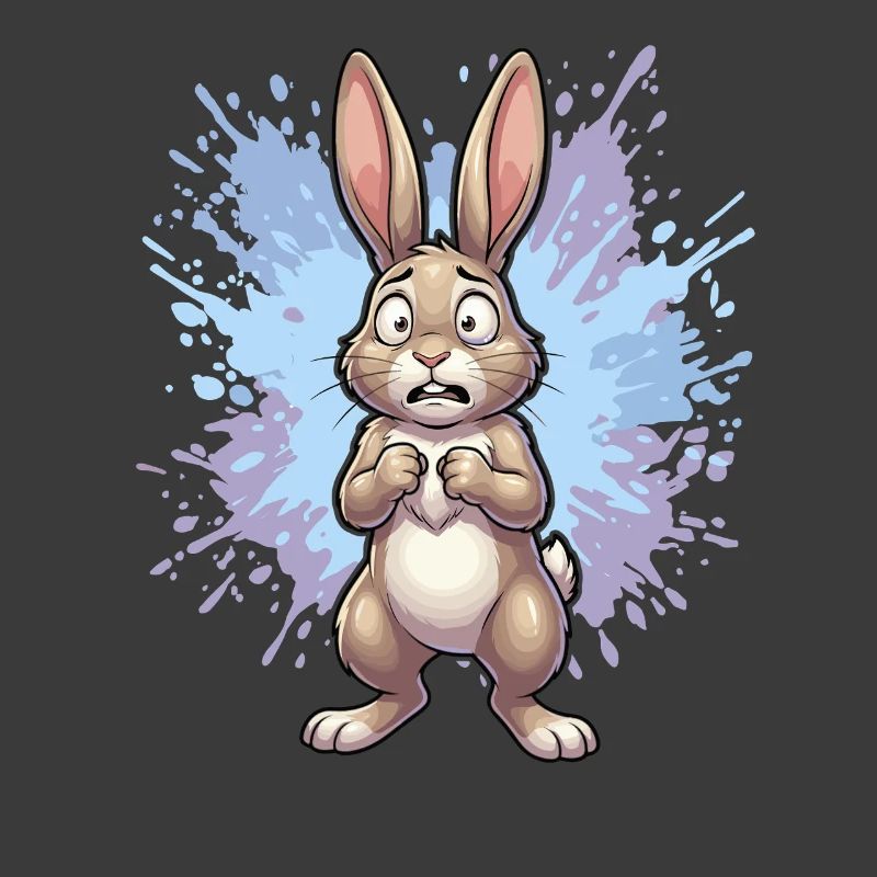 Distraught rabbit with paint splash