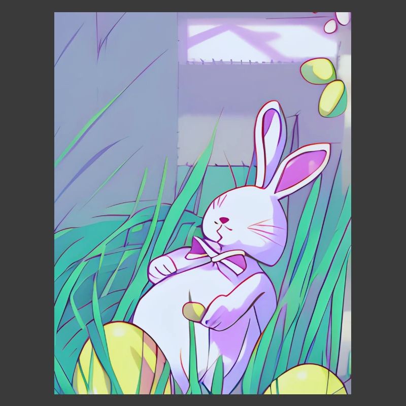 Pastel Easter Bunny in Spring Grass