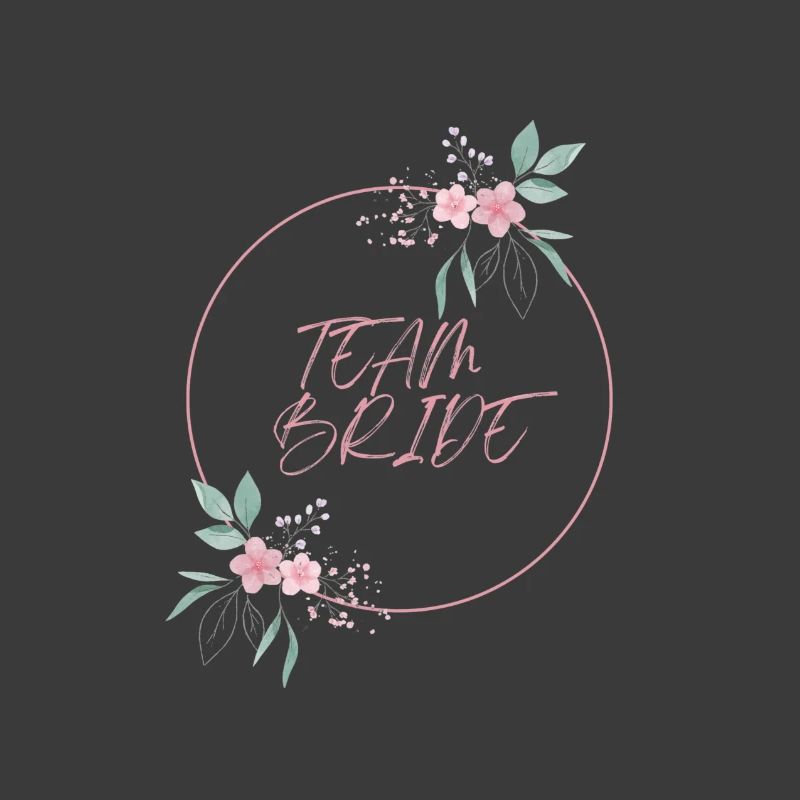 Team Bride Pink Circle Flowers Plain