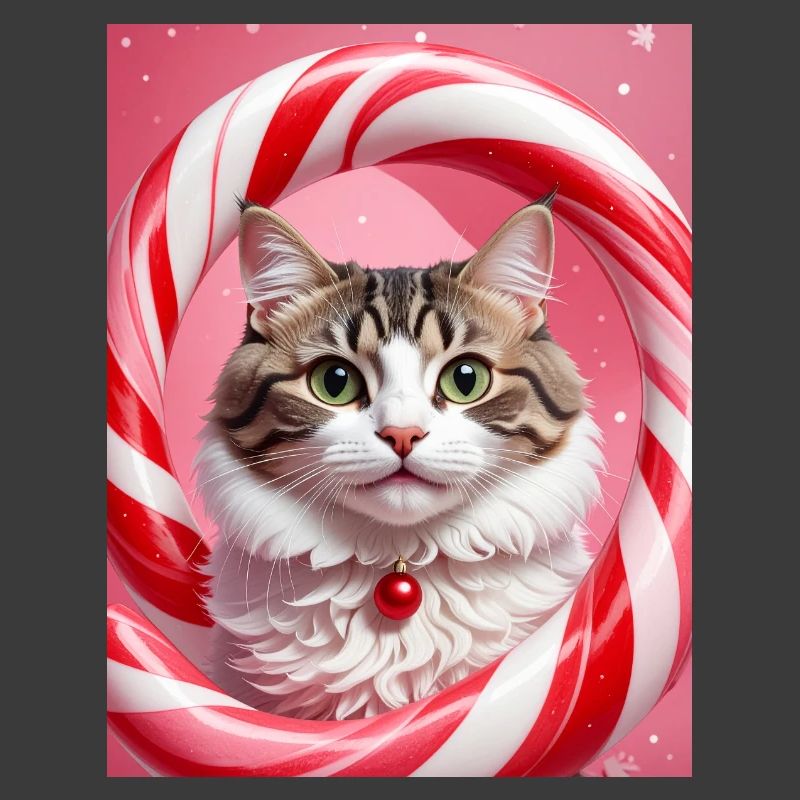Chat de Noël en conception d’anneau de bonbons