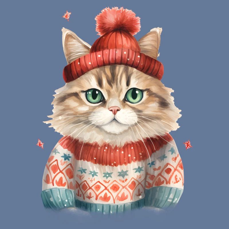 Winterkatze im Strickpullover