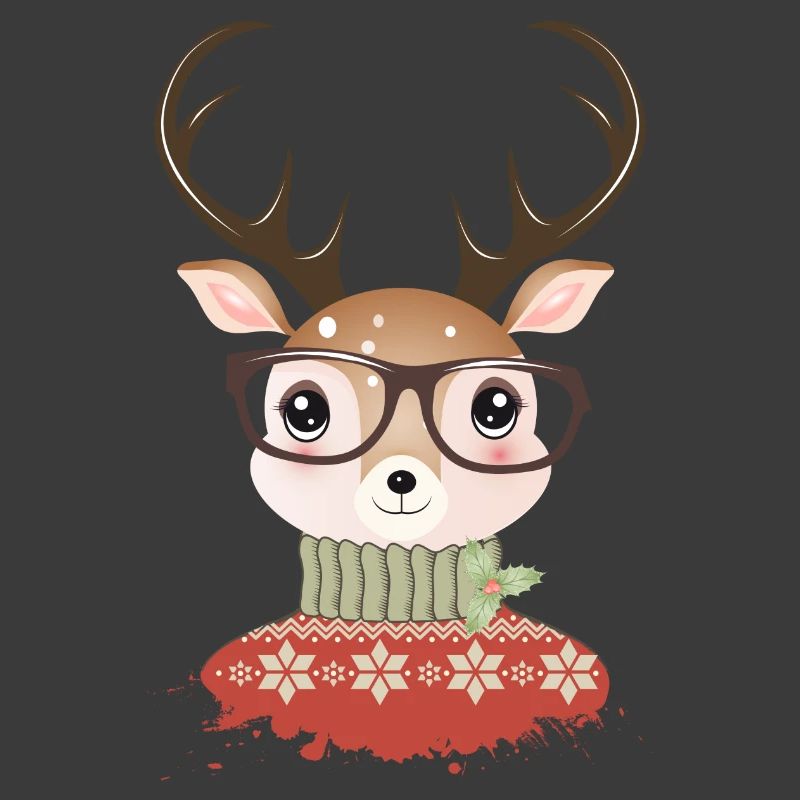 Cerf avec pull de Noël et lunettes de nerd