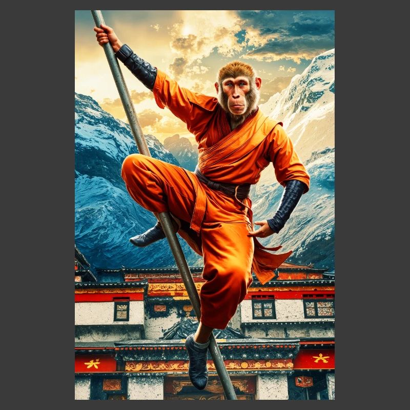 Humanoider Affe Shaolin Mönch