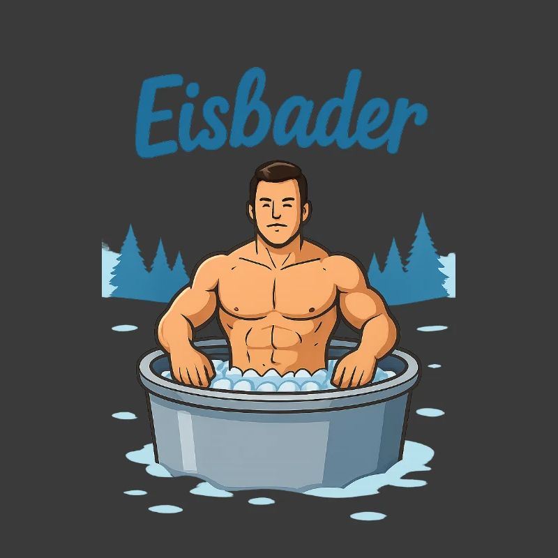 Eisbader Muskelmann im Eisbad
