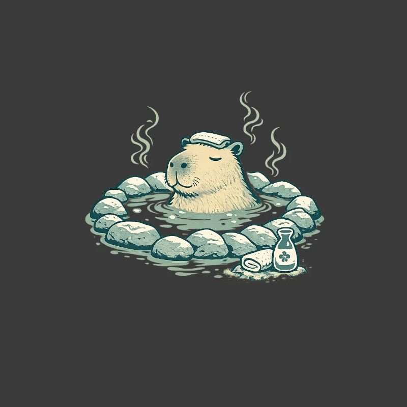 Capybara dans le bain de source