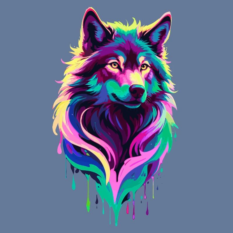 Colorful Wolf Graffiti Wolf Head