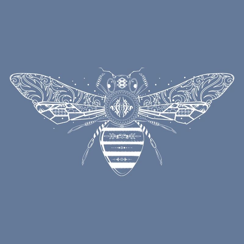 artfully designed white bee