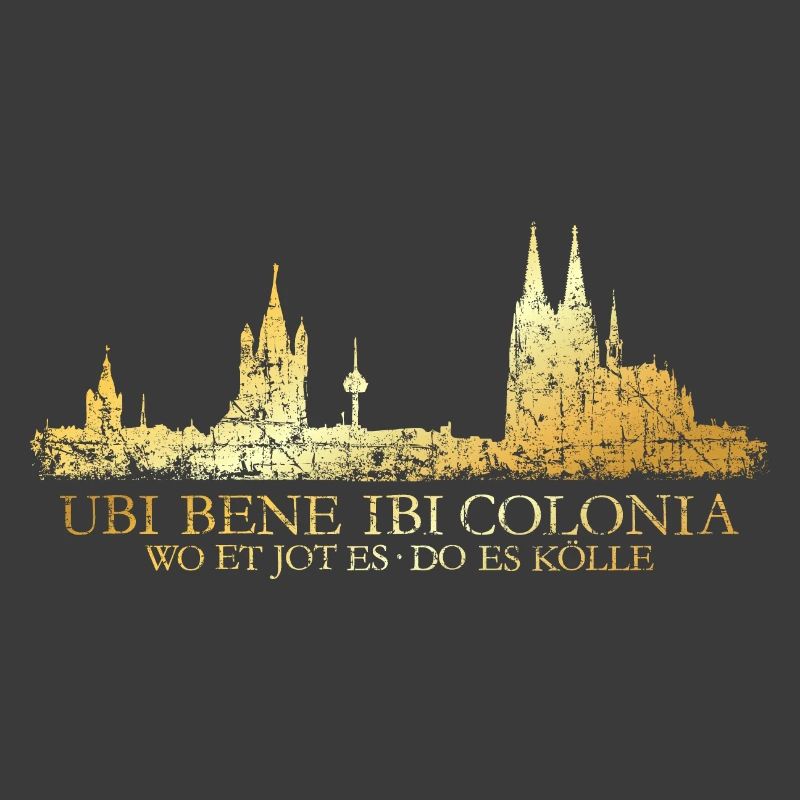 Kölner Skyline mit römischem Köln Spruch Ubi Bene