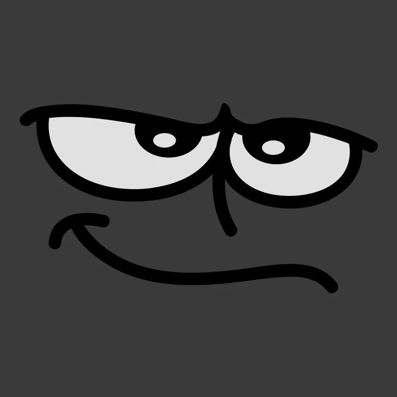 Ironic looking smiling cartoon face