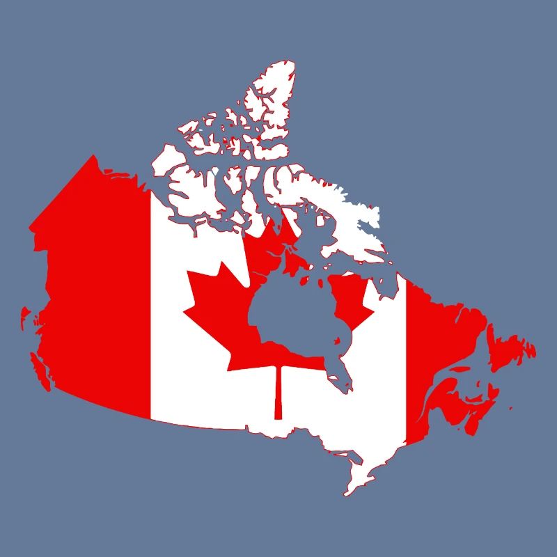 Canada Flag Map Silhouette with Maple Leaf