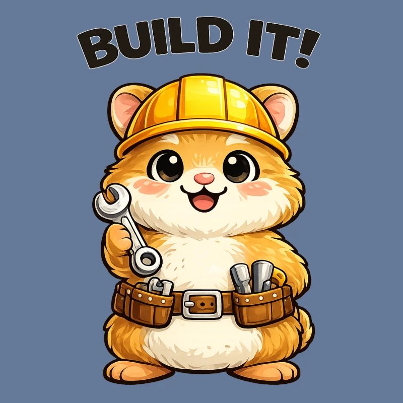 Construction trolley: construction helmet and tools