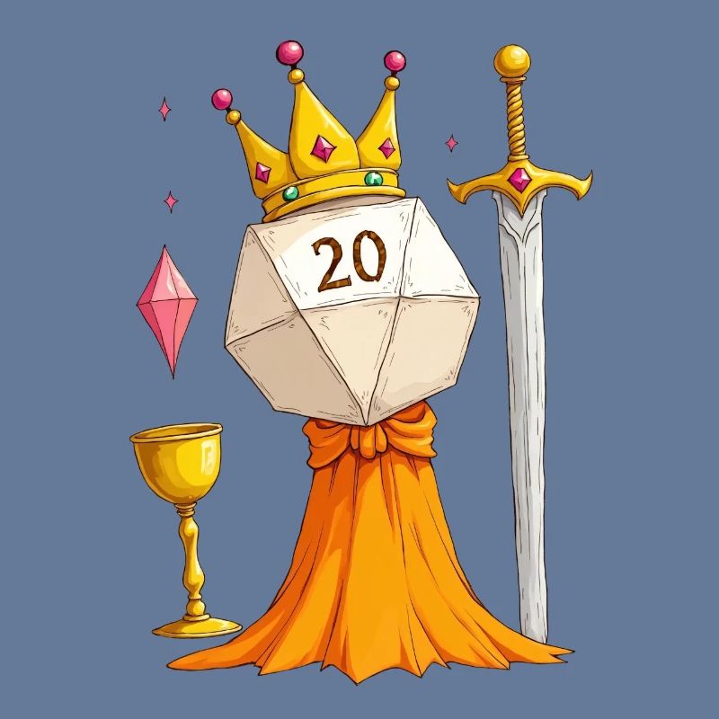 D20 Queen – Cube avec épée, robe et bocal