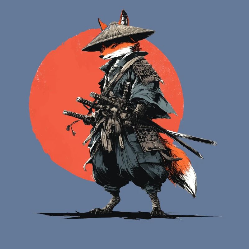 Fox Samurai under Ember Sun