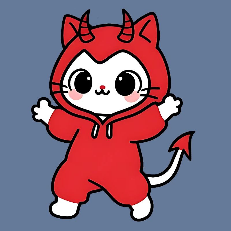 Cat Devil Kapuzenpullover Rot