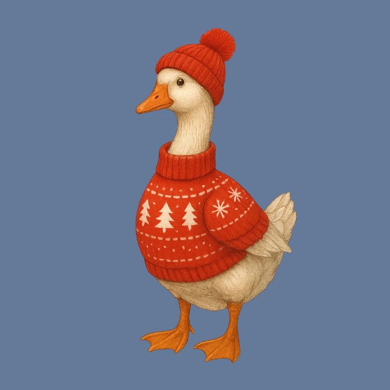 Gans im Strickpullover