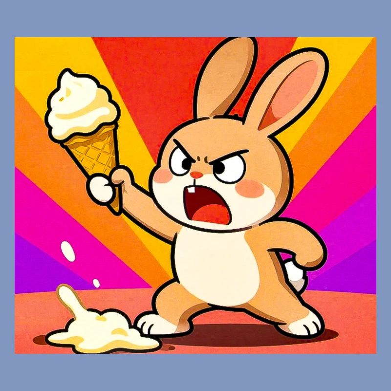 Wütender Hase mit Eiscreme
