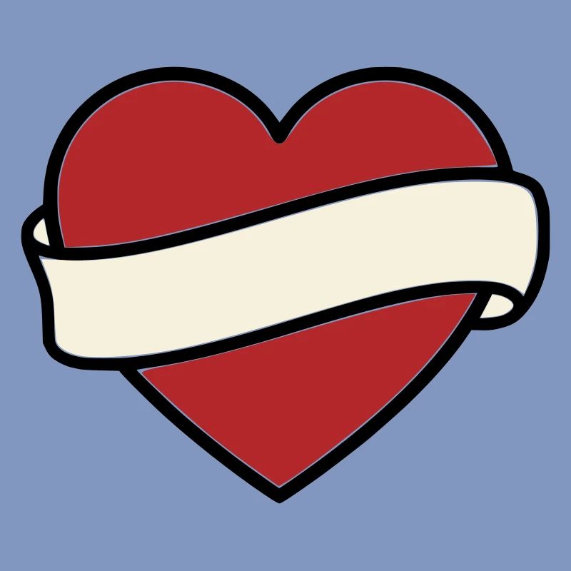 Tattoo Heart Banner Scroll Vector