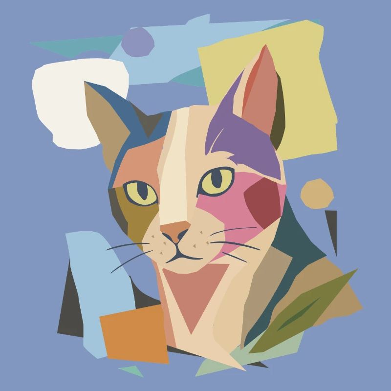 Chat abstrait dans le design moderne de bloc de couleur
