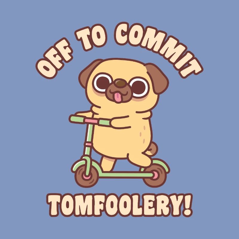 Cute Pug On Kick Scooter Off To Commit Tomfoolery