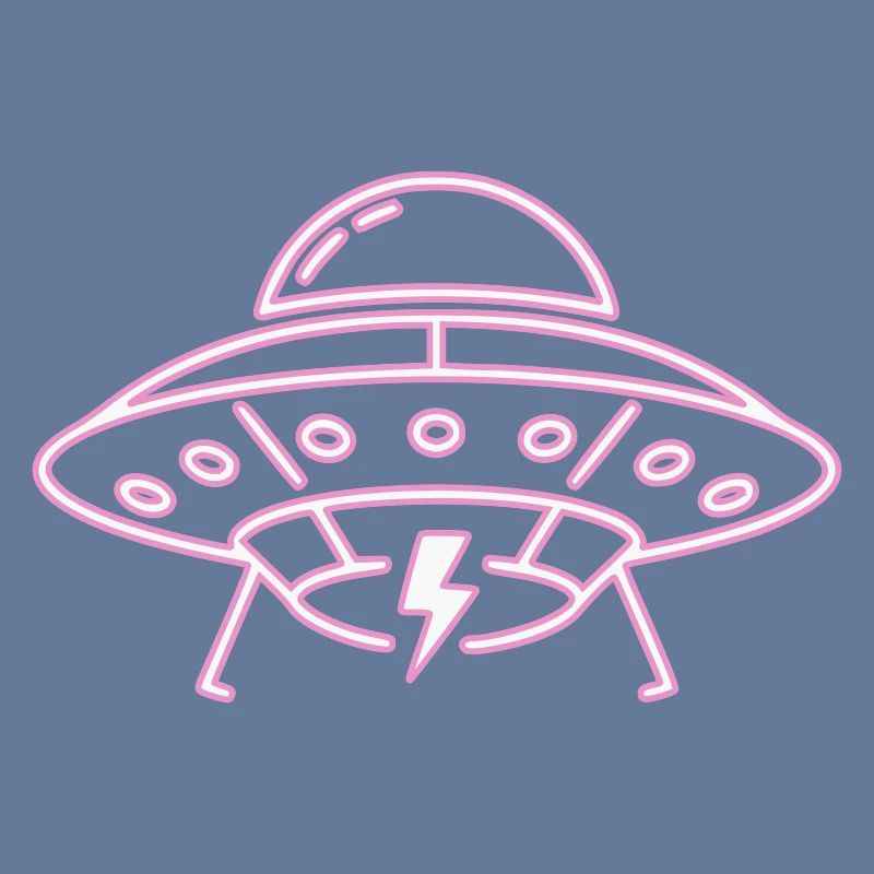 UFO Neon Pink Lightning Party Techno Vector