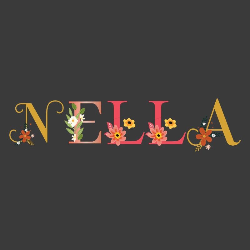 Le nom NELLA est décoré de fleurs