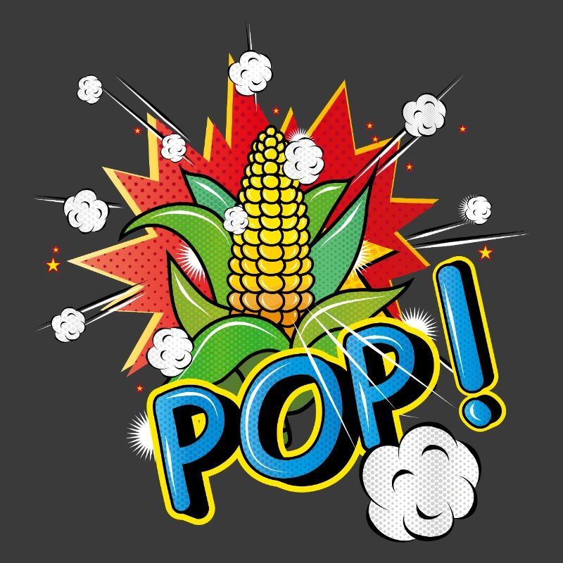 Pop Art Style Corn on the Cob with Popcorn Effect