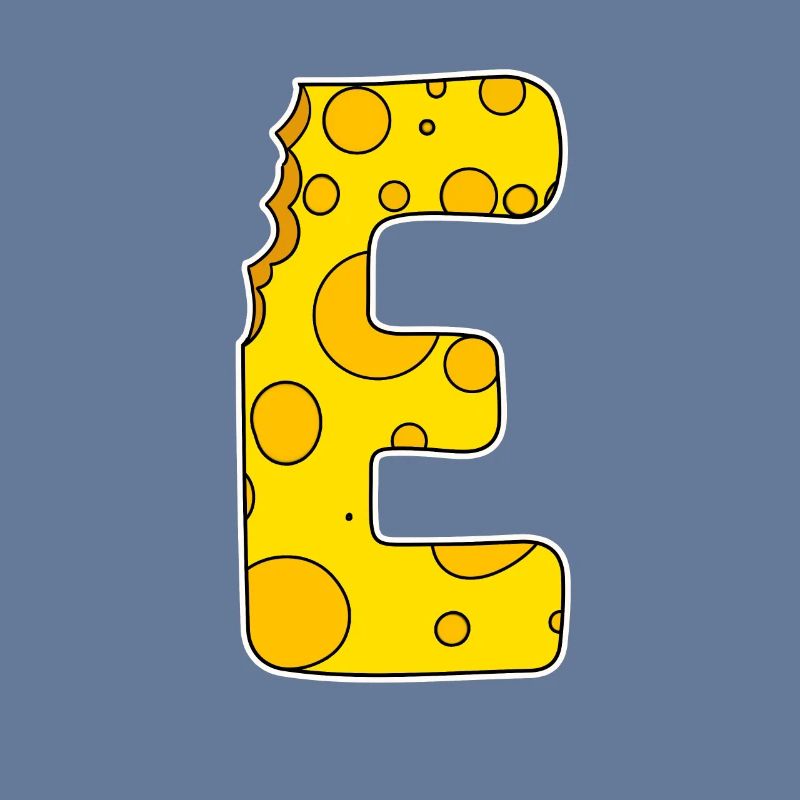 Lettre E - Lettre initiale E - Motif Fromage
