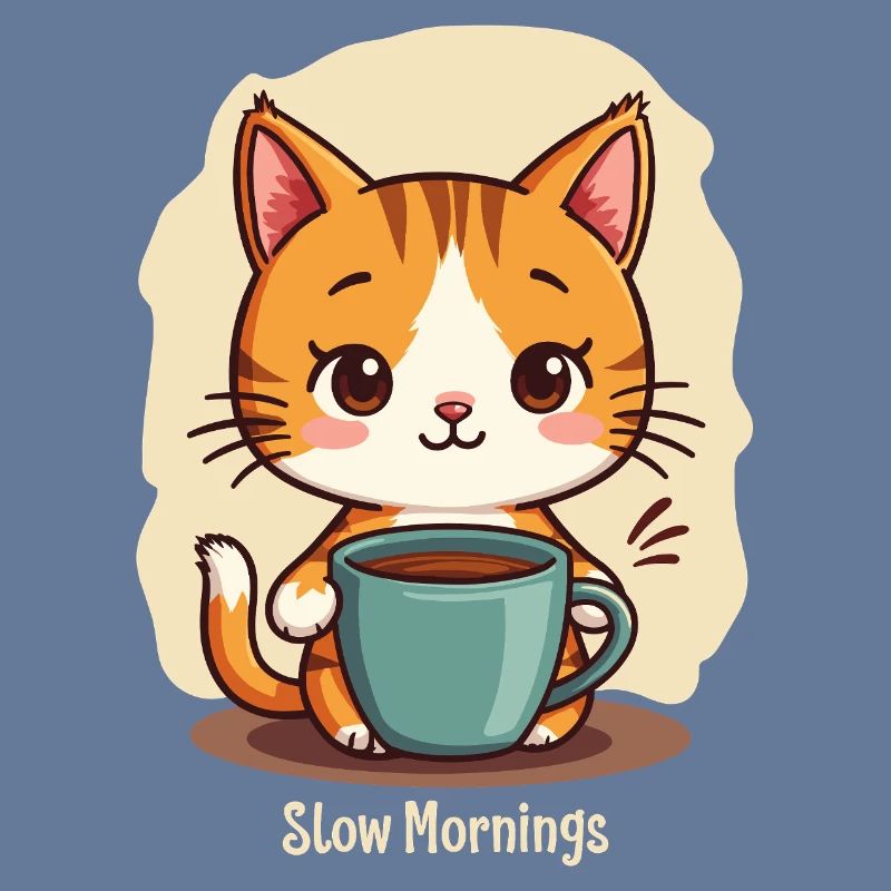 Langsame Morgenkatze mit Kaffee