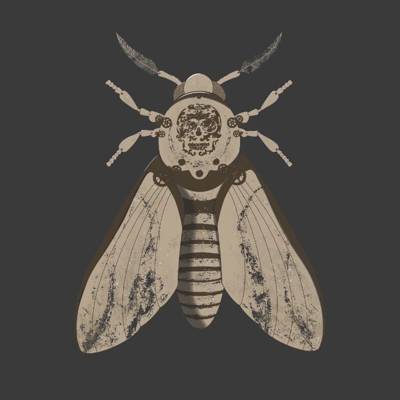 Skull Moth in Steampunk Style