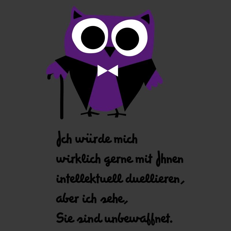 Owl, satire, saying "Intellectually duel"