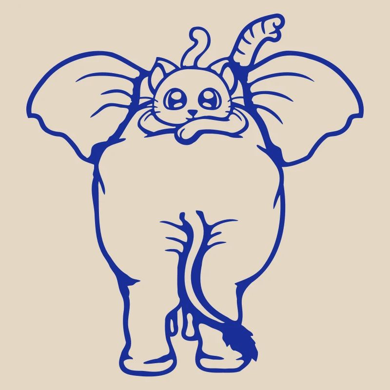 Chat Éléphant Équipe de marche Couché 2 Amis Mignon
