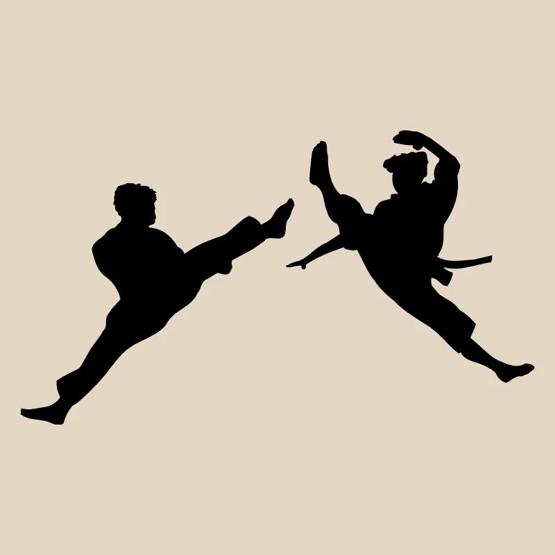 Zwei fliegende Karate-Kick oder Teakwondo-Kick