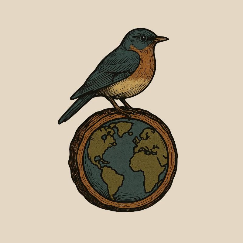 Robin on World Globe